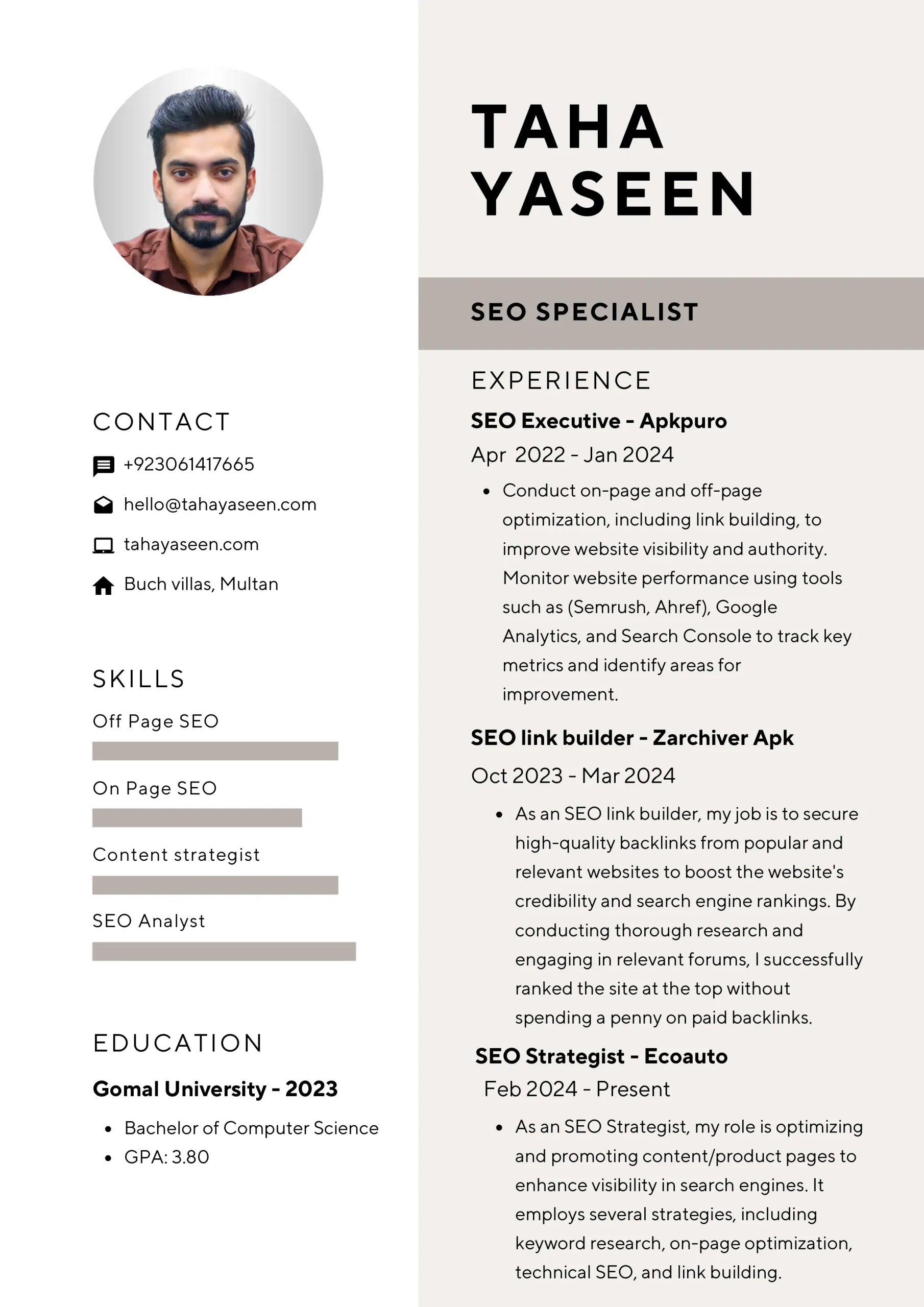 Taha yaseen cv